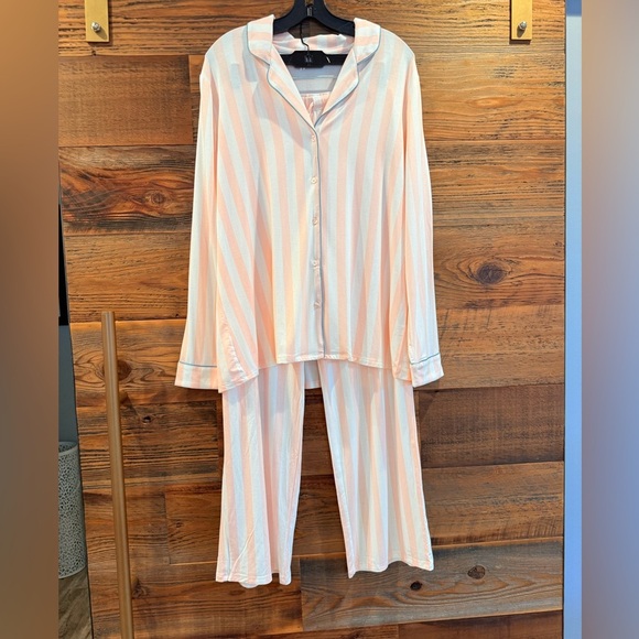 Nordstrom Moonlight Eco Knight Pastel Pink & White Striped Pajama Set NWT - Picture 2 of 16
